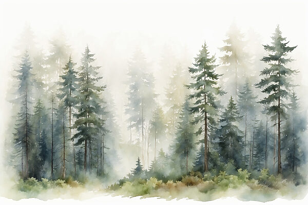 Une aquarelle d'une forêt Une aquarelle d'une forêt