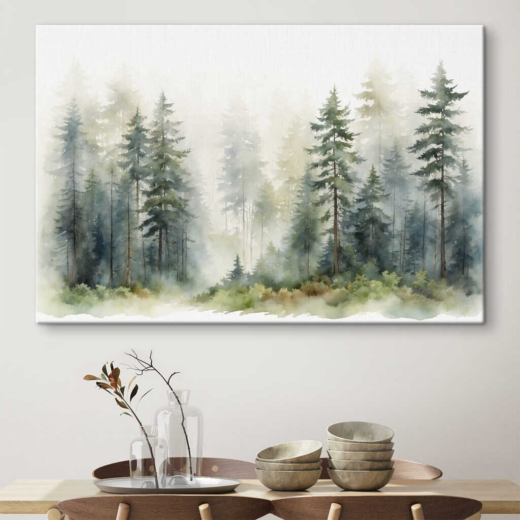 A watercolor of a forest A watercolor of a forest