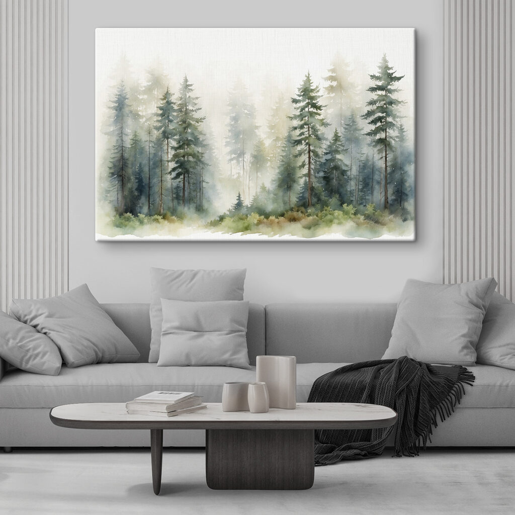 A watercolor of a forest A watercolor of a forest