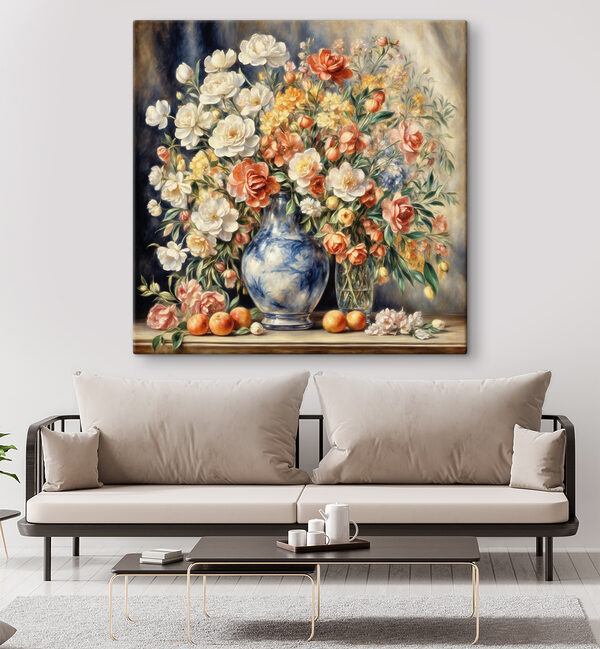 Peinture de fleurs dans un vase et de fruits Peinture de fleurs dans un vase et de fruits