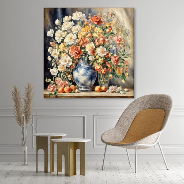 Peinture de fleurs dans un vase et de fruits Peinture de fleurs dans un vase et de fruits