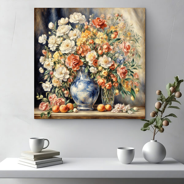 Peinture de fleurs dans un vase et de fruits Peinture de fleurs dans un vase et de fruits