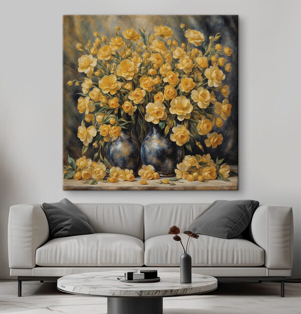 Peinture de fleurs jaunes dans un vase Peinture de fleurs jaunes dans un vase