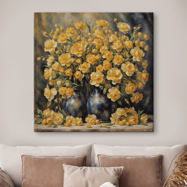Peinture de fleurs jaunes dans un vase Peinture de fleurs jaunes dans un vase