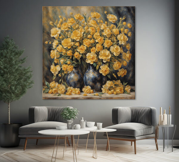 Peinture de fleurs jaunes dans un vase Peinture de fleurs jaunes dans un vase