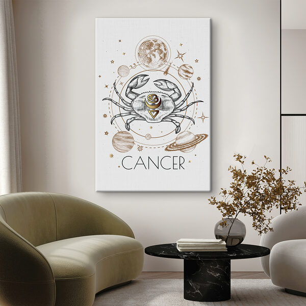 Le signe du zodiaque du cancer avec les planètes et les étoiles Le signe du zodiaque du cancer avec les planètes et les étoiles