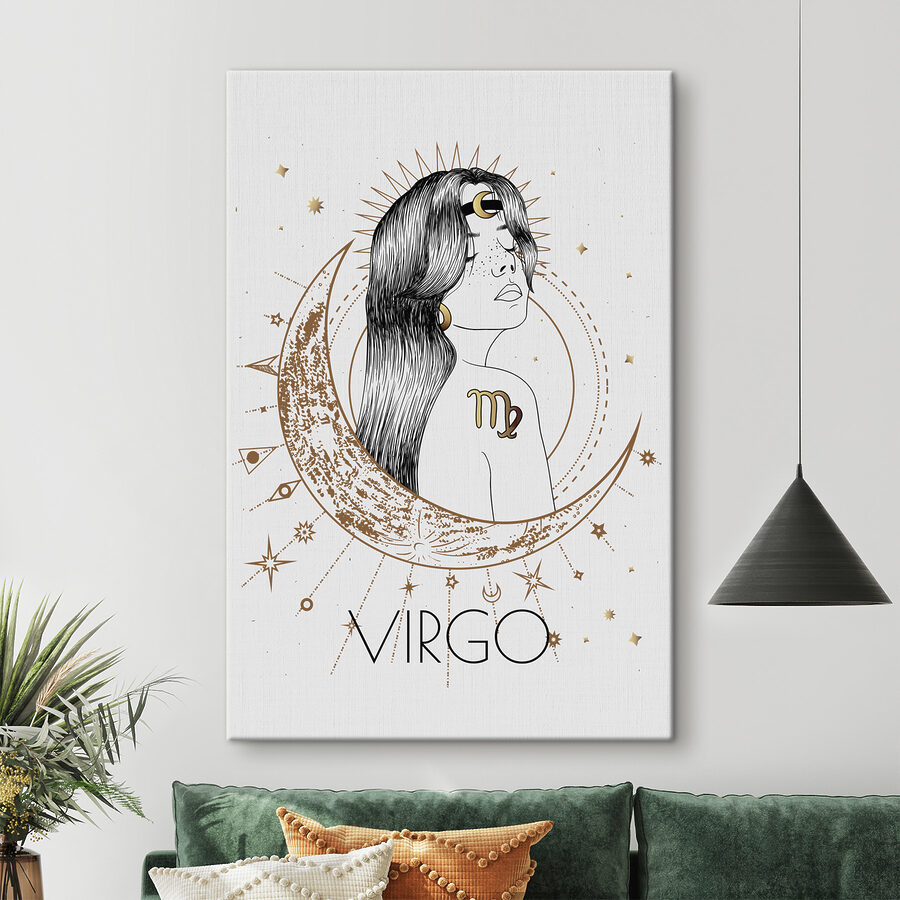 Dessin d'une femme avec une lune et des étoiles
