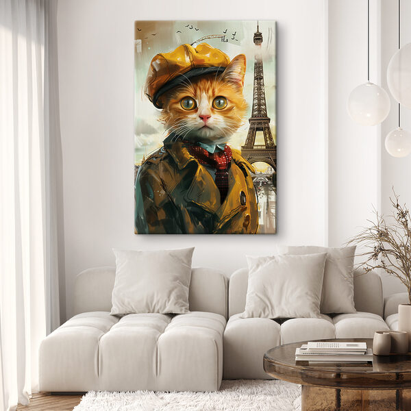 Un chat avec un manteau et un chapeau Un chat avec un manteau et un chapeau