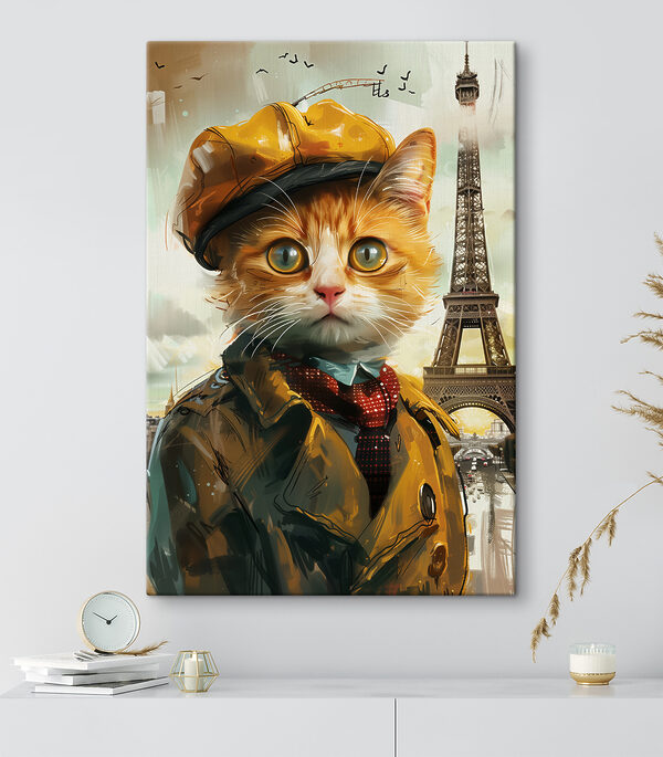 Un chat avec un manteau et un chapeau Un chat avec un manteau et un chapeau