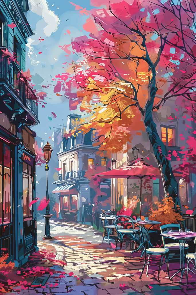 Une rue avec des tables, des chaises et des parasols s37459p 683x1024 - Une rue avec des tables, des chaises et des parasols
