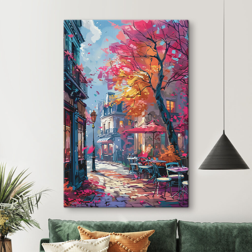 Une rue avec des tables, des chaises et des parasols s37459pig112m 1024x1024 - Une rue avec des tables, des chaises et des parasols