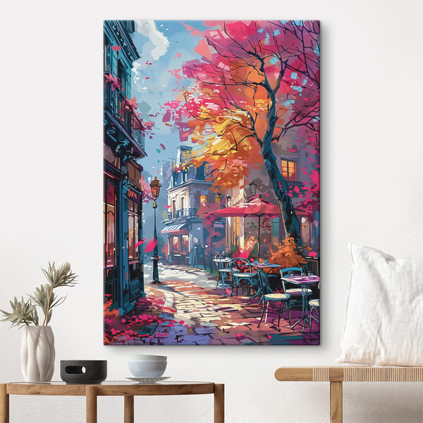Une rue avec des tables, des chaises et des parasols s37459pih20 600x600 - Une rue avec des tables, des chaises et des parasols
