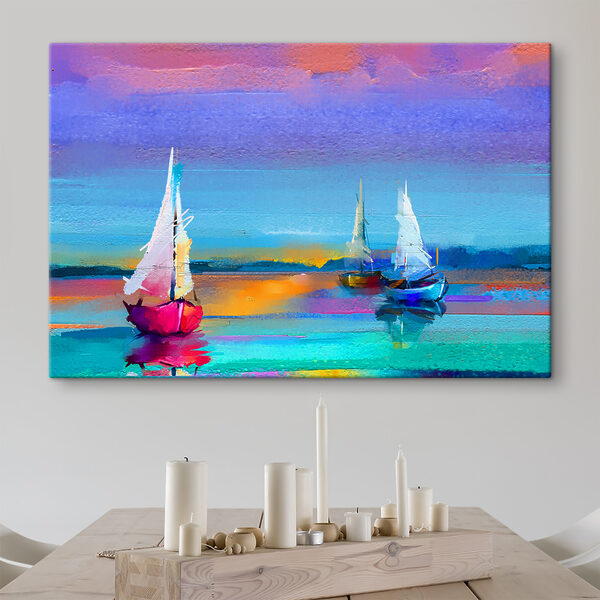 Une peinture de bateaux sur l'eau Une peinture de bateaux sur l'eau