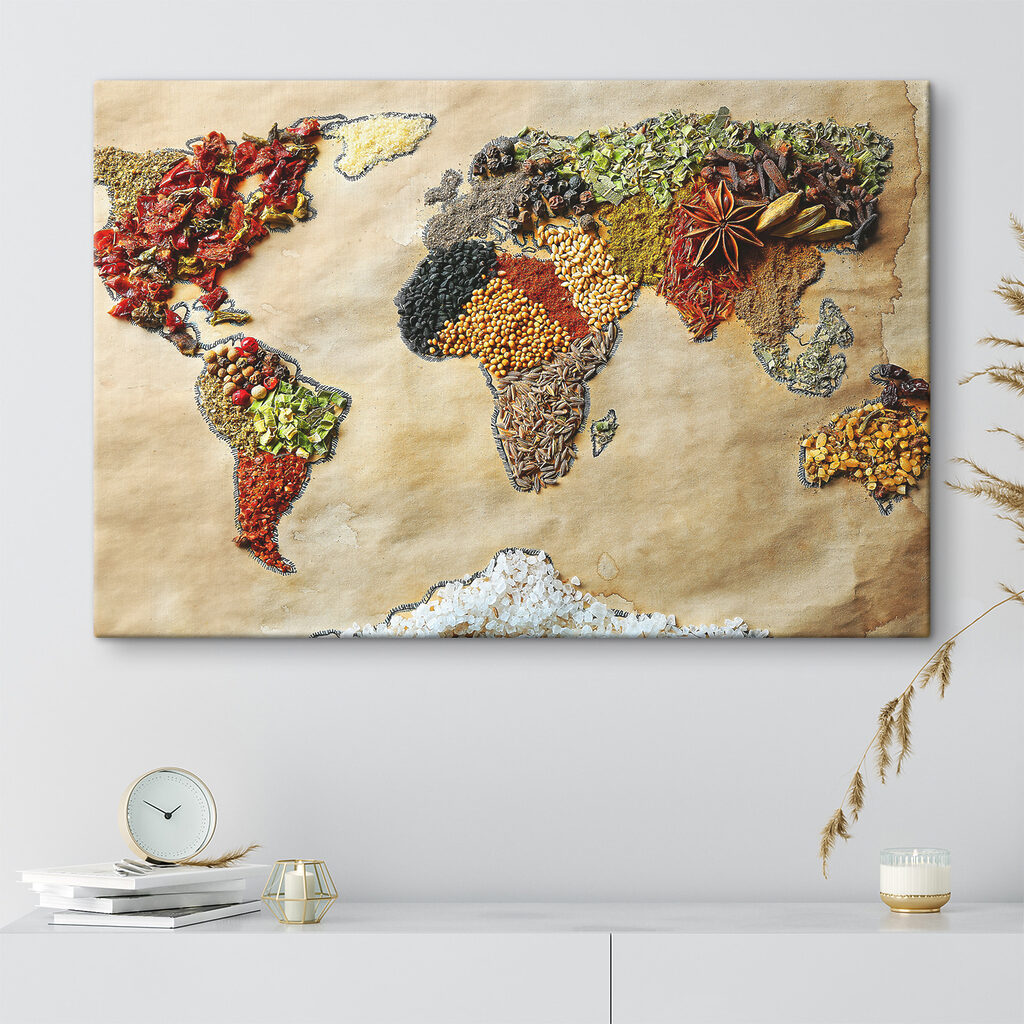A map of the world made of different spices A map of the world made of different spices