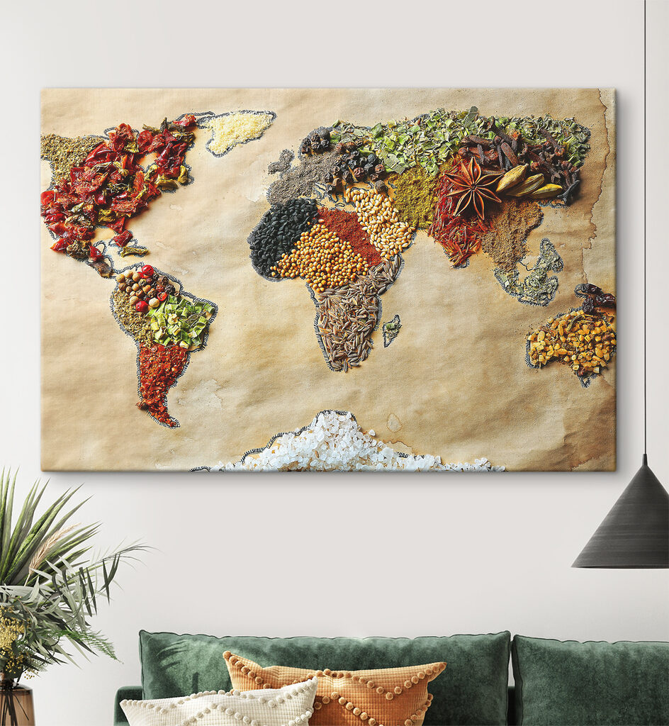 A map of the world made of different spices A map of the world made of different spices