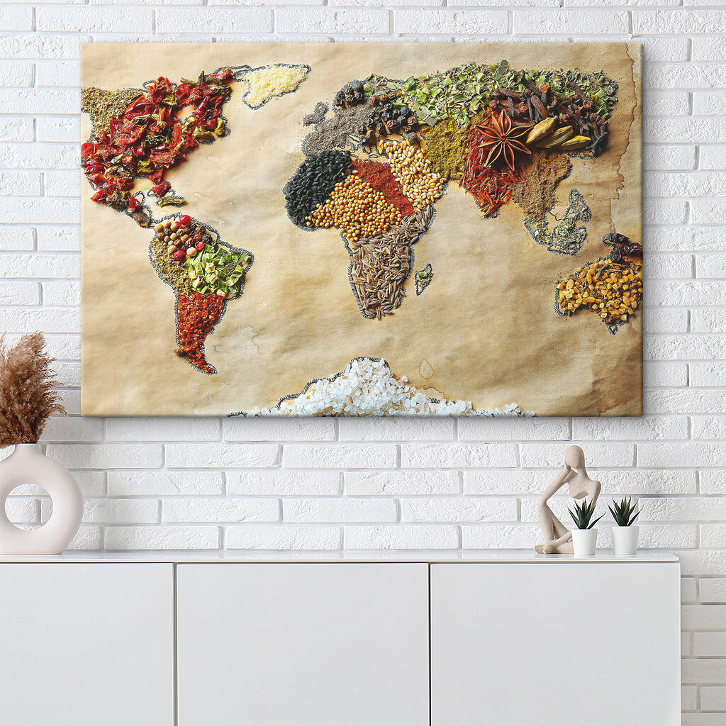 A map of the world made of different spices A map of the world made of different spices