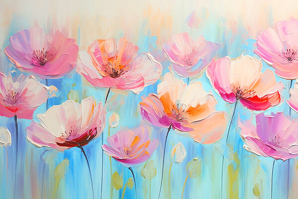 Une peinture de fleurs roses Une peinture de fleurs roses