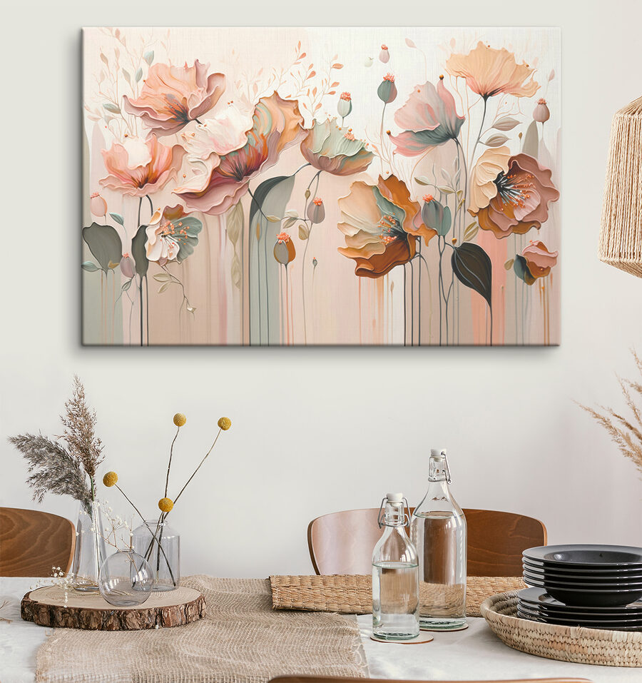 Une peinture de fleurs sur un mur