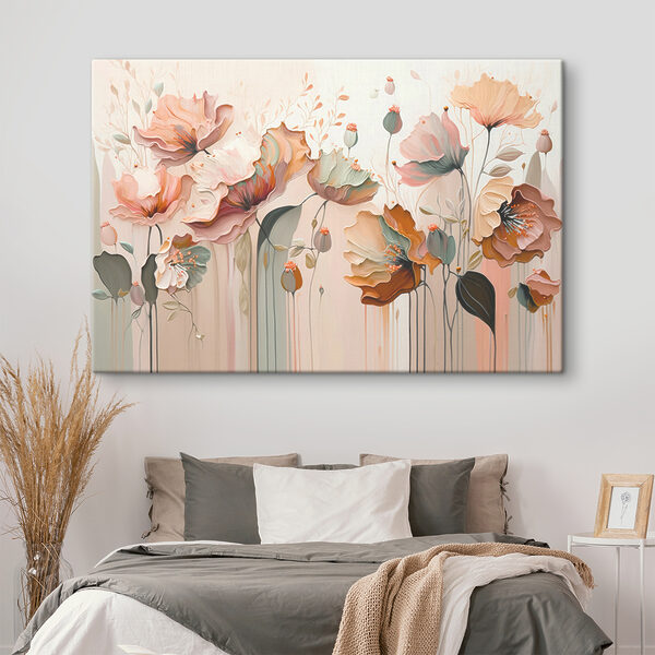 Une peinture de fleurs sur un mur Une peinture de fleurs sur un mur