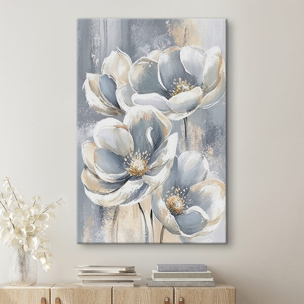 Peinture de fleurs sur fond gris Peinture de fleurs sur fond gris