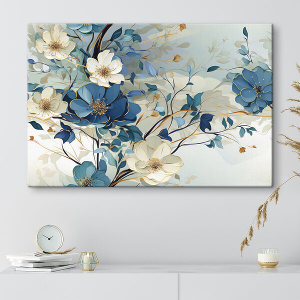 Une peinture de fleurs et de feuilles Une peinture de fleurs et de feuilles