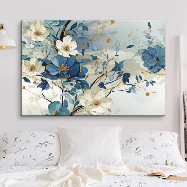 Une peinture de fleurs et de feuilles Une peinture de fleurs et de feuilles