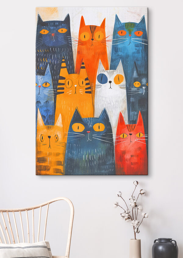 Un groupe de chats de couleurs différentes Un groupe de chats de couleurs différentes