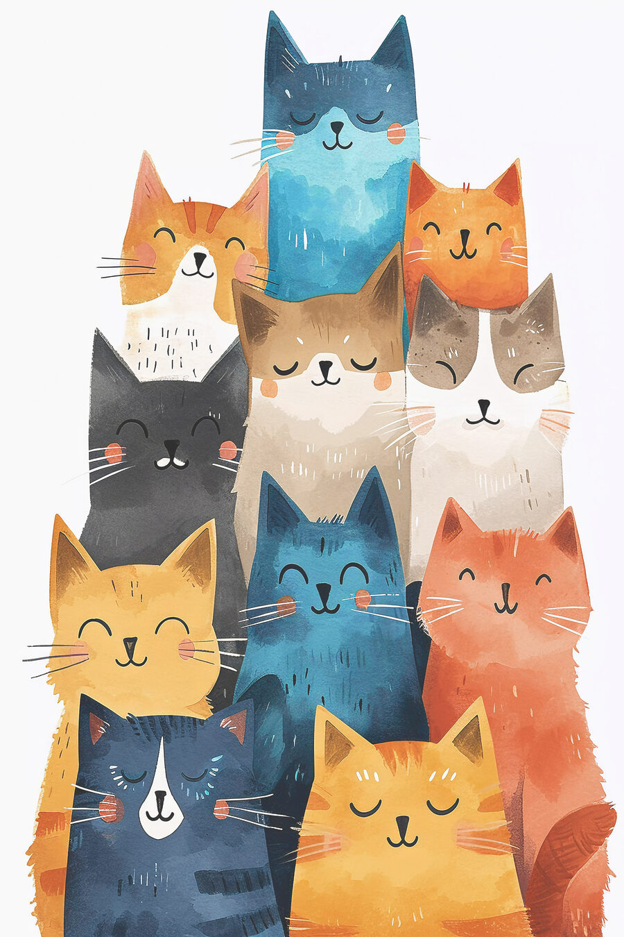 Un groupe de chats de couleurs différentes