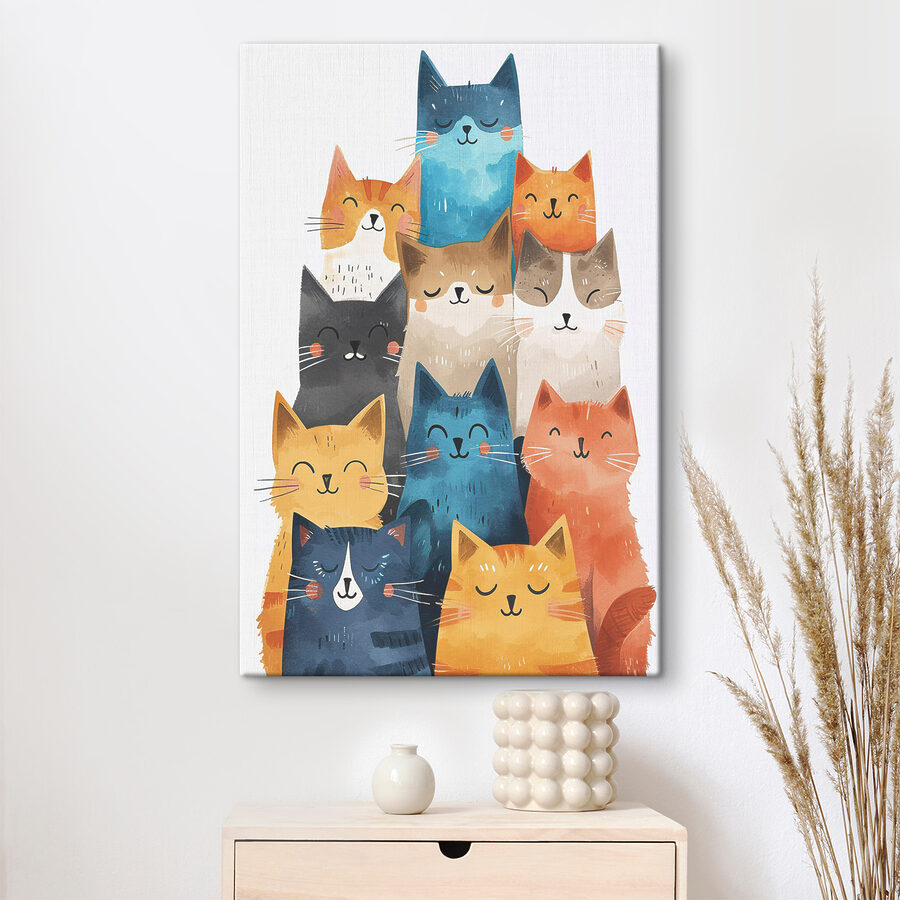 Un groupe de chats de couleurs différentes