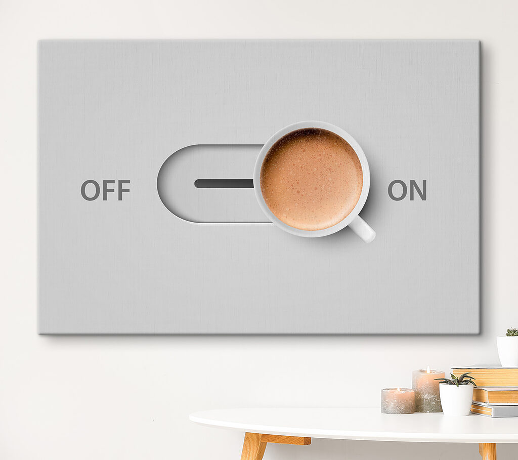 A cup of coffee on a switch A cup of coffee on a switch