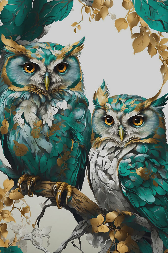 A couple of owls on a branch
