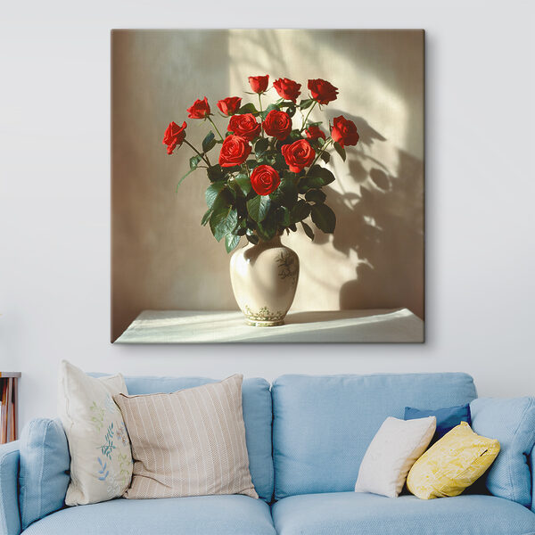 Un vase avec des roses rouges Un vase avec des roses rouges