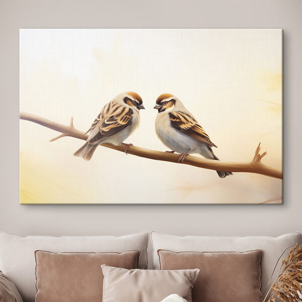Deux oiseaux sur une branche Deux oiseaux sur une branche