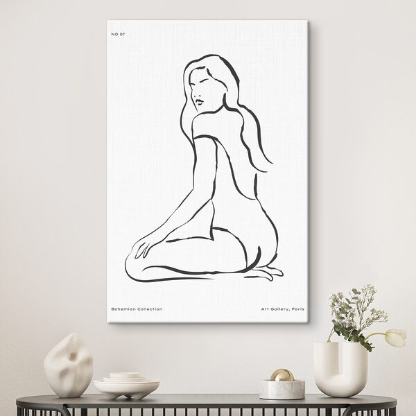 A drawing of a woman sitting A drawing of a woman sitting
