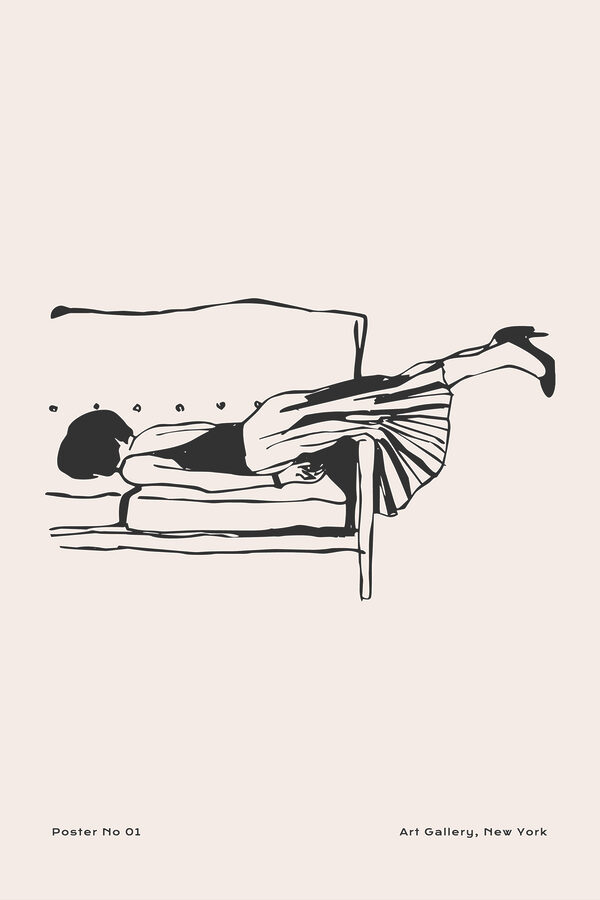 Dessin d'une femme allongée sur un banc Dessin d'une femme allongée sur un banc