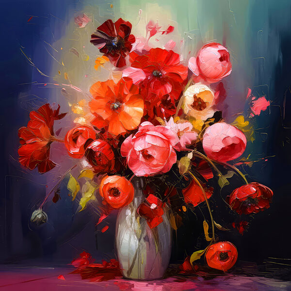 Peinture de fleurs dans un vase Peinture de fleurs dans un vase