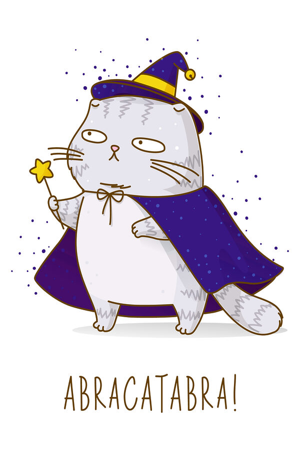 A cartoon of a cat wearing a wizard garment A cartoon of a cat wearing a wizard garment