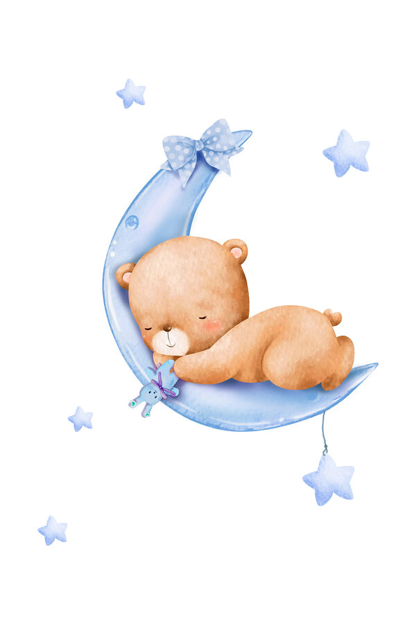 A teddy bear sleeping on the moon A teddy bear sleeping on the moon