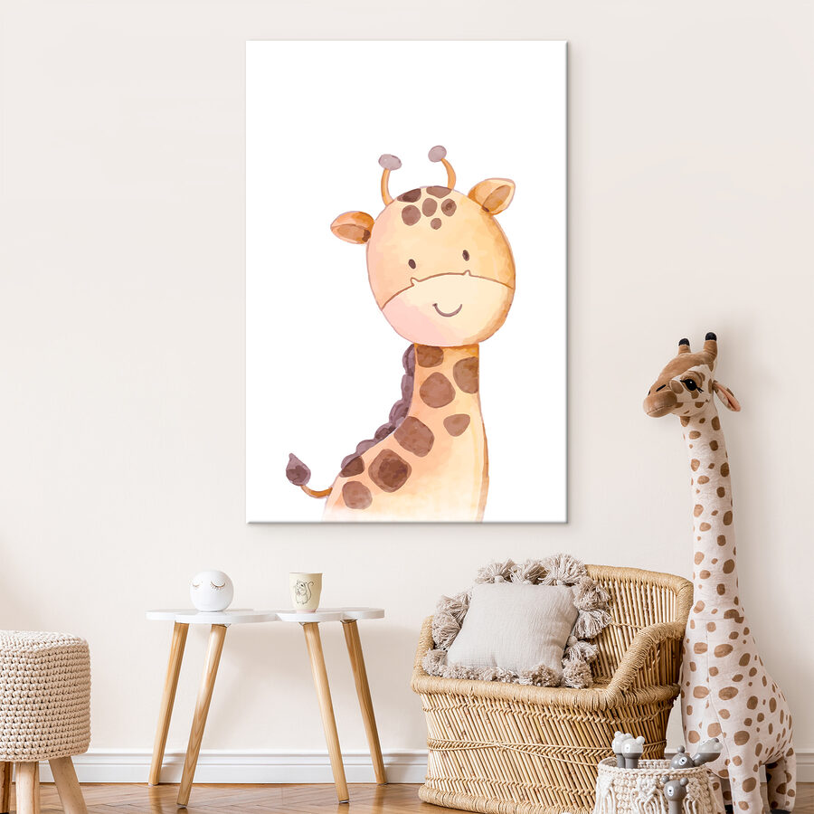 Une girafe sur fond blanc