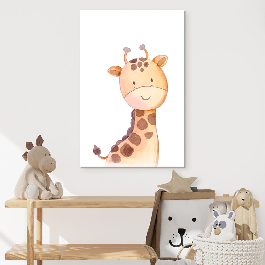 Une girafe sur fond blanc