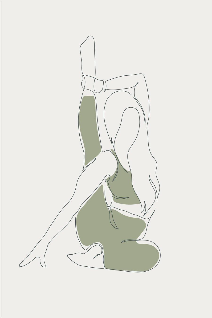 A drawing of a woman stretching A drawing of a woman stretching