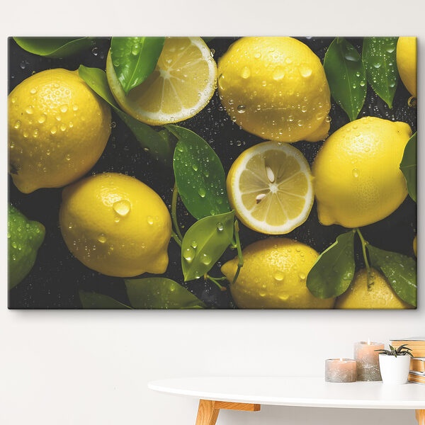 Un groupe de citrons avec des feuilles Un groupe de citrons avec des feuilles