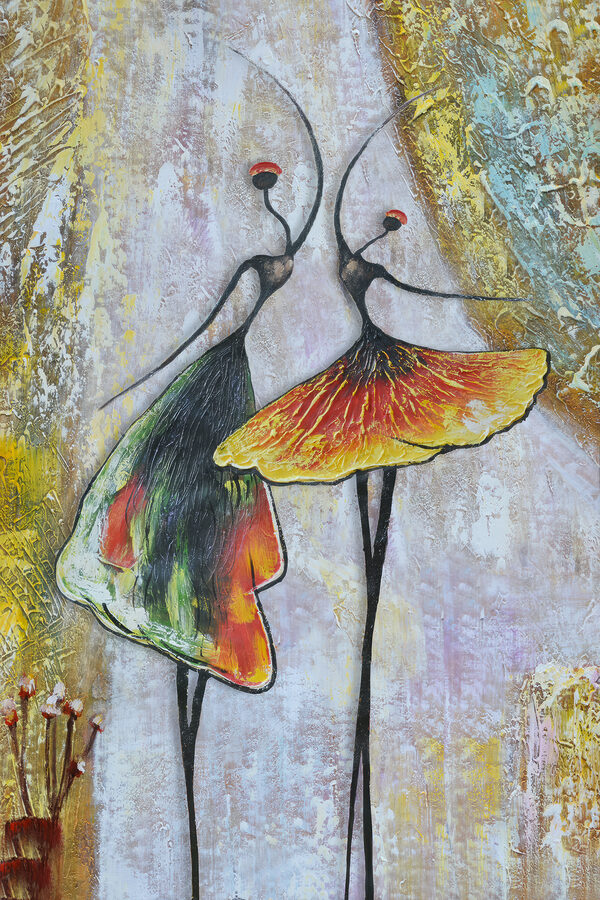 Une peinture représentant deux femmes en train de danser Une peinture représentant deux femmes en train de danser