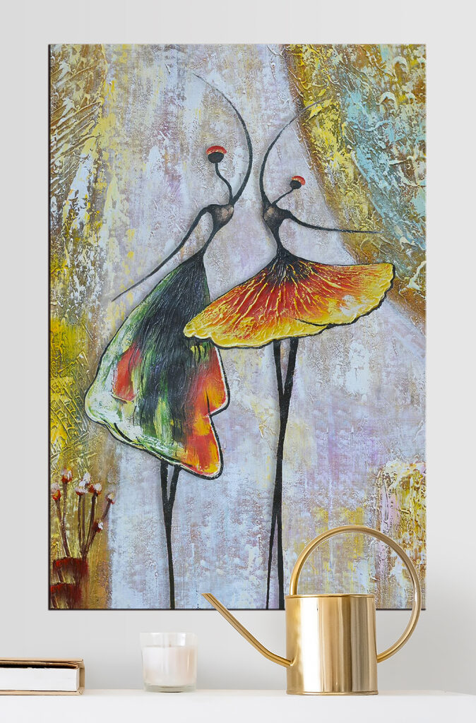 A painting of two women dancing A painting of two women dancing