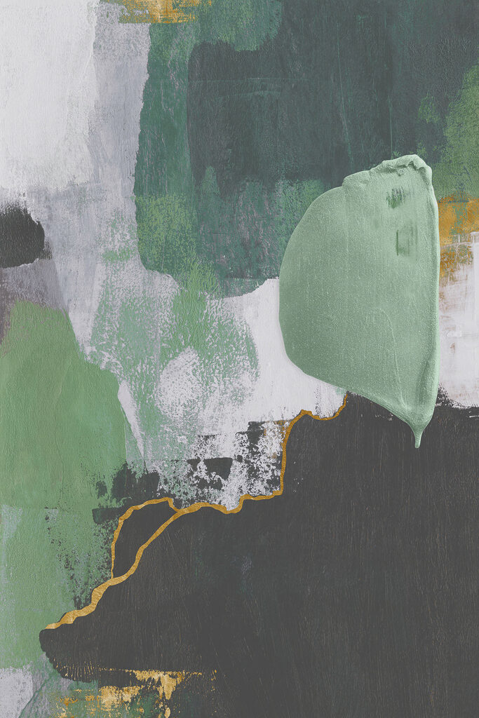 A painting of green and white A painting of green and white