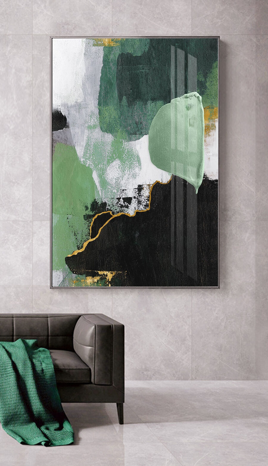 Un tableau vert et blanc