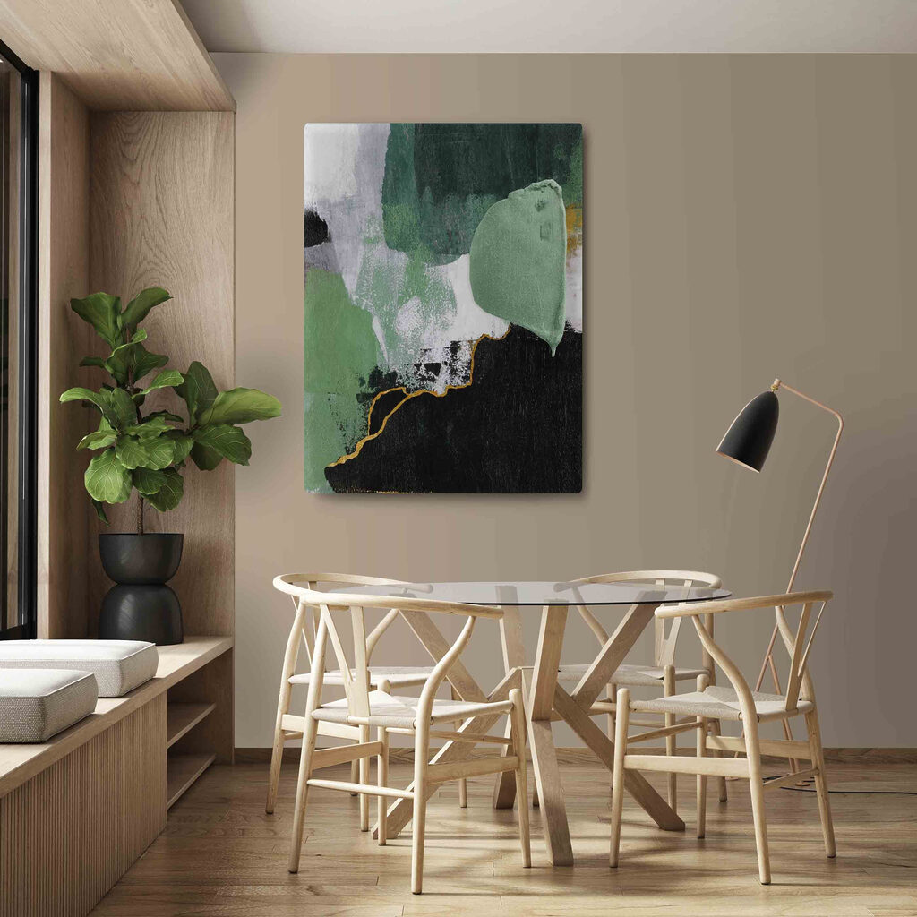 A painting of green and white A painting of green and white