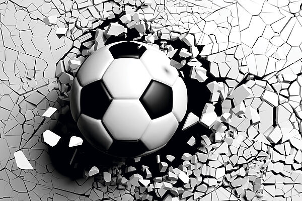 Un ballon de football qui traverse un mur Un ballon de football qui traverse un mur