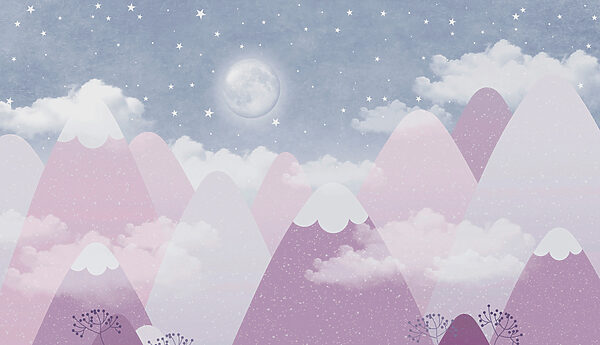Une lune sur des montagnes et des nuages Une lune sur des montagnes et des nuages