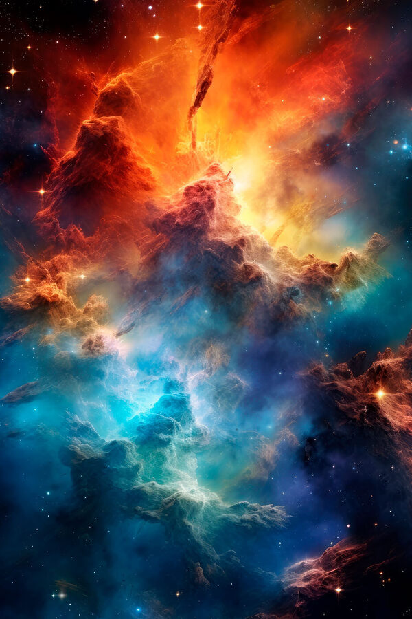 Nuages colorés et étoiles dans l'espace Nuages colorés et étoiles dans l'espace